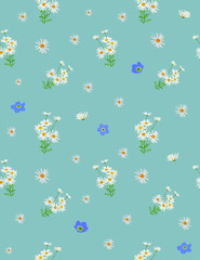 daisy blue background vector pattern