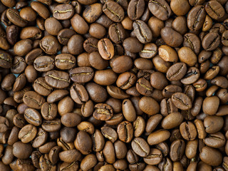 Carpet of roasted coffee beans.