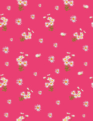 daisy pink background vector pattern