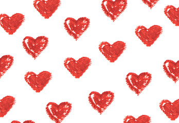 Heart shape drawn with lipstick on white background.