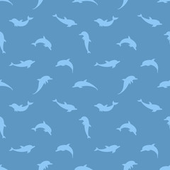 Dolphin, seamless pattern. vector flat illustration.