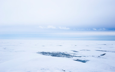 Freezing lake landscape