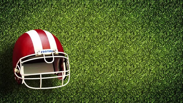 American football helmet Super Bowl Game On Field Stadium green grass Background