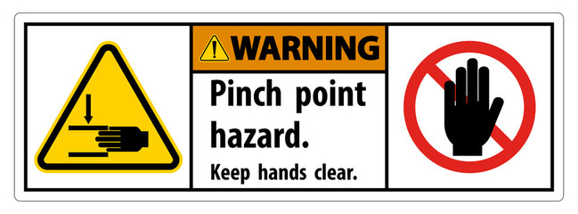 Warning Pinch Point Hazard,Keep Hands Clear Symbol Sign Isolate on White Background,Vector Illustration