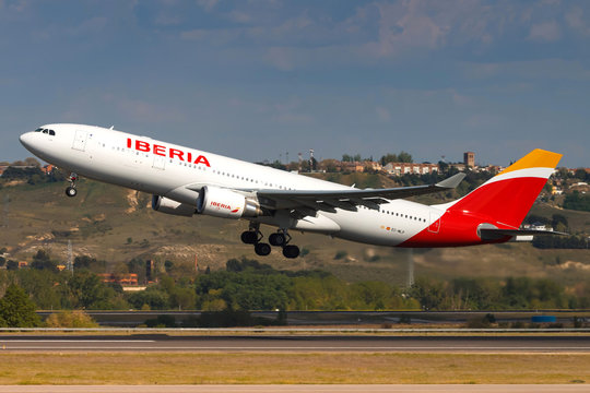 Iberia Airbus A330 airplane at Madrid