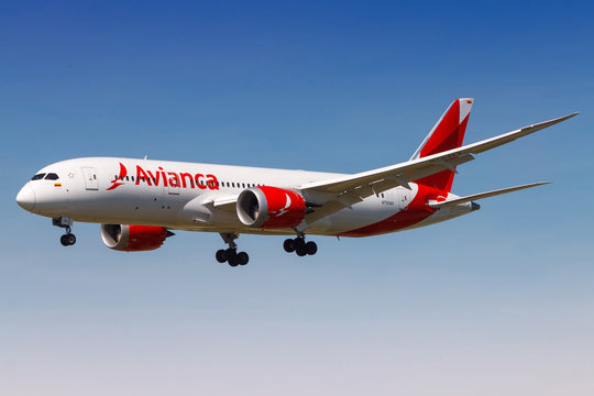 Avianca Boeing 787 airplane at Barcelona airport