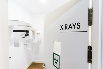 X-ray machine room in the dental clinic. Medical concept.