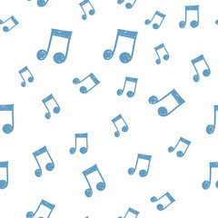Music note doodles seamless pattern. Musical melody icon texture.