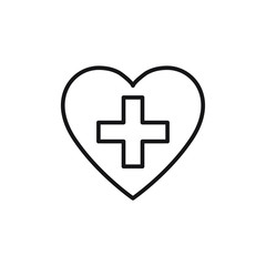 Heart icon with add sign, heart cross icon.