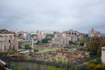 Fototapeta na wymiar Imperial forums view, Rome, Italy. Roma landscape