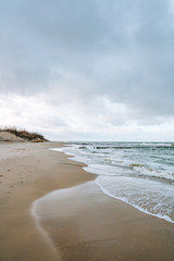 Baltic sea coast beach at sunset