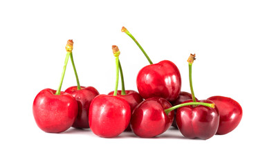 red cherries on a white background