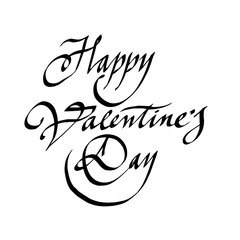 Happy valentine’s day handwritten inscription. Hand drawn lettering, calligraphy. Vector illustration. For cards, banners, photo overlays.