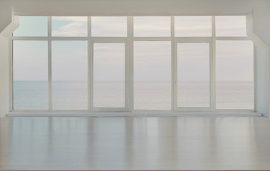 White window with sea view