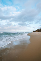 Baltic sea coast beach at sunset