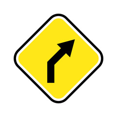 Road sign icon vector in yellow on white background