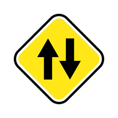 Road sign icon vector in yellow on white background