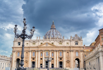 Vatican City - May 30, 2019 - St. Peter's Basilica and St. Peter's Square located in Vatican City...