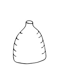 Bottle icon. Isolated on a white background. Stock vector illustration. Black and white graphics. Minimalism. Hand drawn