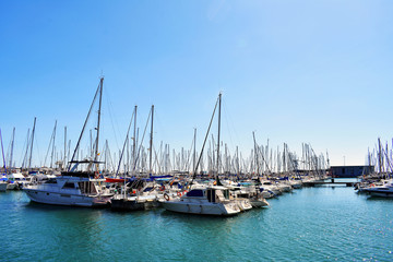 Fototapeta na wymiar Leisure port, sports port Marina de las Dunas in Guardamar del Segura, Alicante. Spain. Europe. September 23, 2019