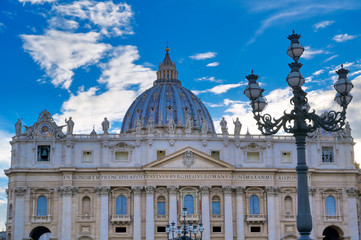 Vatican City - May 30, 2019 - St. Peter's Basilica and St. Peter's Square located in Vatican City...