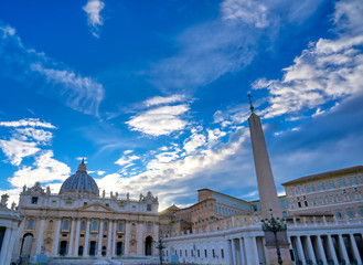 Vatican City - May 30, 2019 - St. Peter's Basilica and St. Peter's Square located in Vatican City near Rome, Italy.