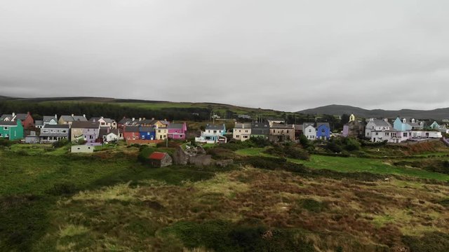 A typical traditional irish village with colourful houses, Ireland, Peninsula
