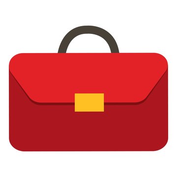 Red Budget Briefcase On Vector Illustration On White Background.