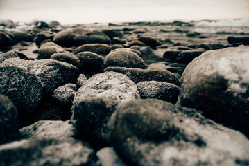 Winter baikal lake, ice and frozen 