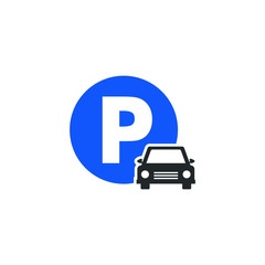 Blue Parking sign icon template color editable. Car parking sign symbol vector sign isolated on white background illustration for graphic and web design.