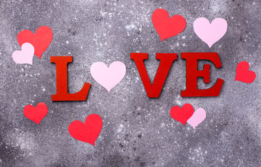 Valentines Day background with letters LOVE