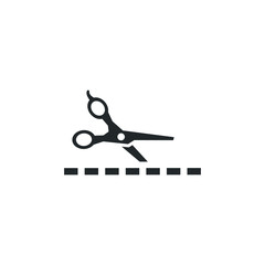 Scissors cut line icon template color editable. Scissors cut line symbol vector sign isolated on white background illustration for graphic and web design.