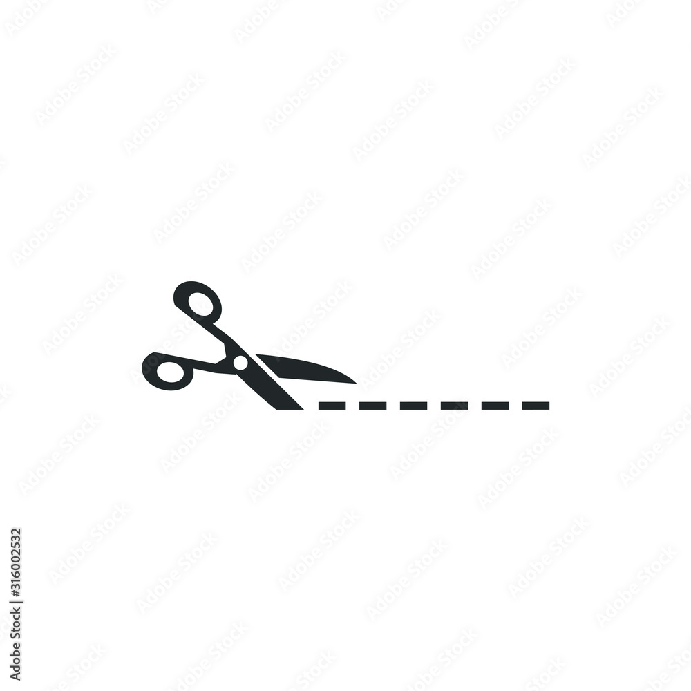 Poster Scissors cut line icon template color editable. Scissors cut line symbol vector sign isolated on white background illustration for graphic and web design.
