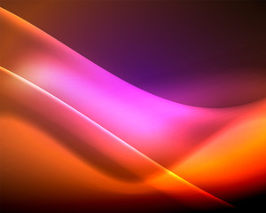 Shiny color bright neon abstract wave template. Abstract bright light. Neon light glowing effect. Space background. Abstract shape