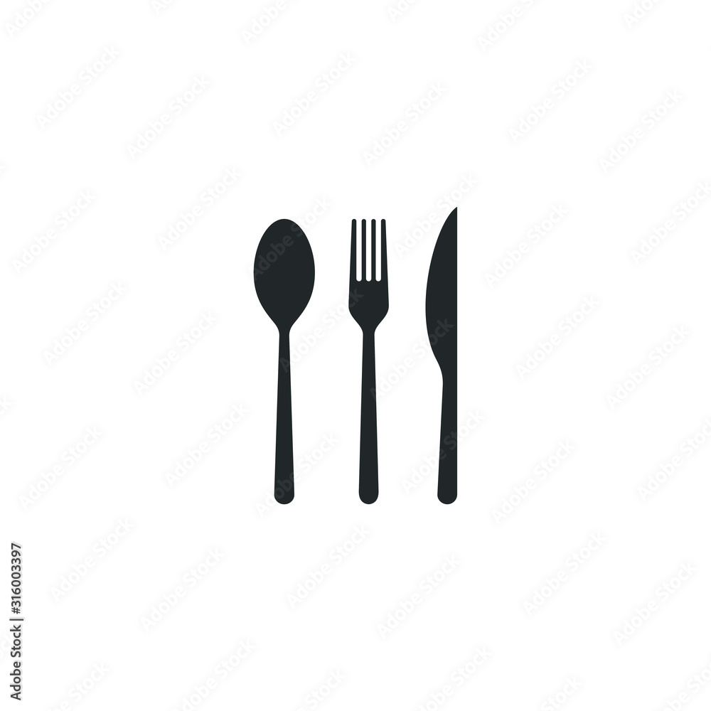 Poster restaurant icon template color editable. fork knife spoon symbol vector sign isolated on white backg