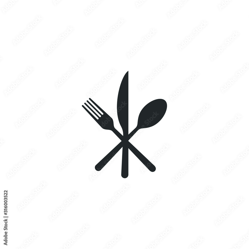 Poster restaurant icon template color editable. fork knife spoon symbol vector sign isolated on white backg