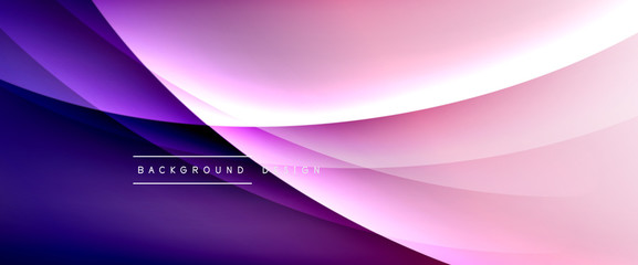 Wave liquid style lines with shadows and light on gradient background. Trendy simple fluid color gradient abstract background with dynamic straight shadow line effect