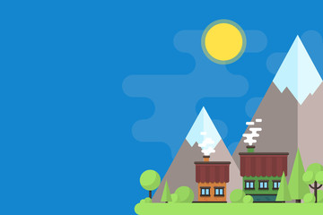 Illustrations of the night resort city. City landscapes in flat design