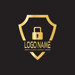 Naklejka premium Shield Padlock Icon Vector Logo Template Illustration Design.