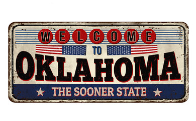 Welcome to Oklahoma vintage rusty metal sign