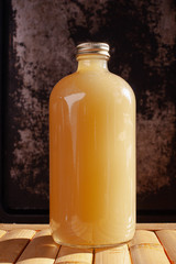 A bottle of homemade limoncello