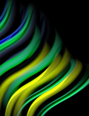 Silk smooth lines on black, liquid fluid color waves. Vector Illustration