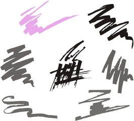 Brush stroke for your design. Black, gray and pink ink brush stroke texture - fully edited vector templates