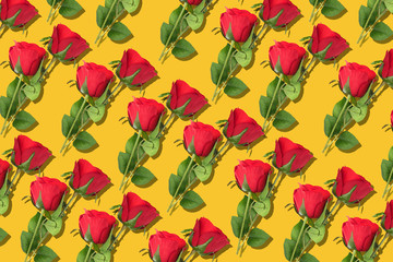 roses pattern in yellow background