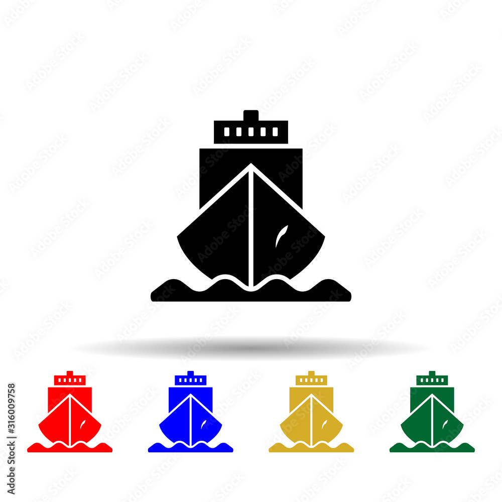 Poster ship multi color style icon. simple glyph, flat vector of web icons for ui and ux, website or mobile