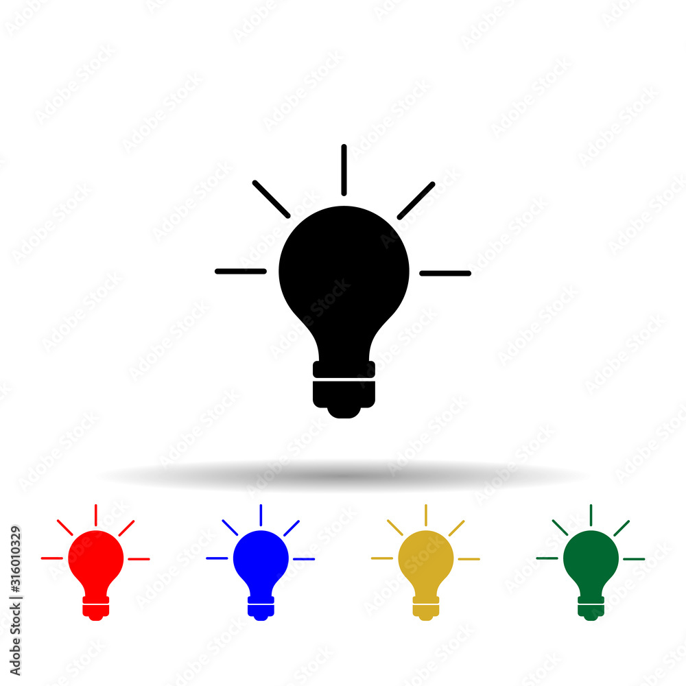 Poster a burning light bulb multi color style icon. simple glyph, flat vector of web icons for ui and ux, w