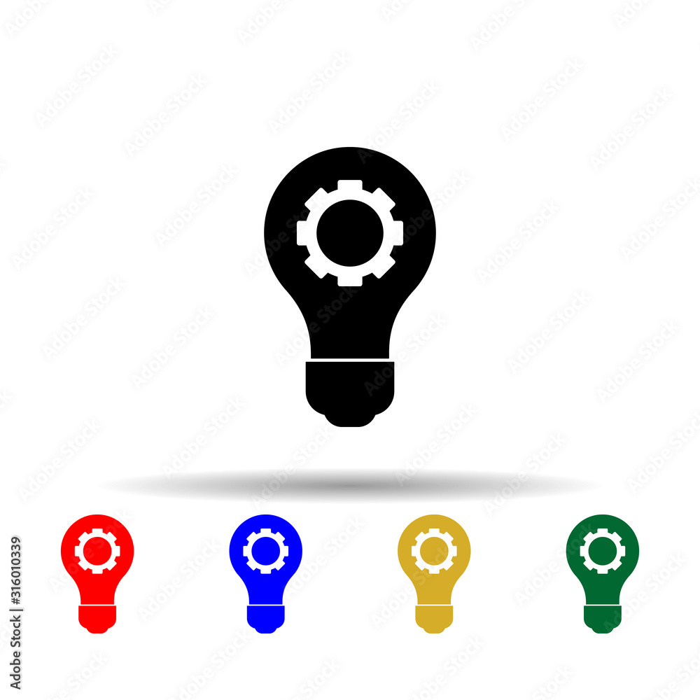 Poster light bulb with a mechanism multi color style icon. simple glyph, flat vector of web icons for ui an