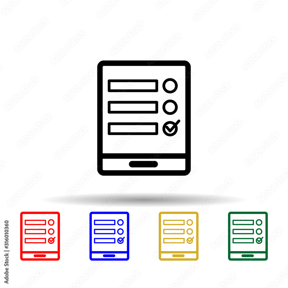 Poster online application form in the tablet multi color style icon. simple glyph, flat vector of web icons