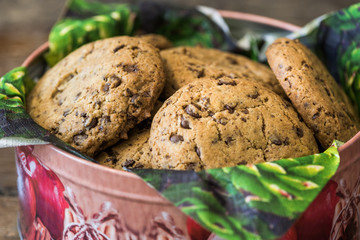 Freshly Baked Cookies  or Biscuits in a Bucket
