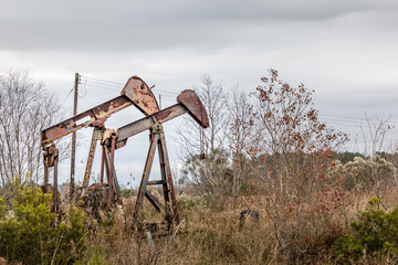 Rural Texas - Rusty abandonded oil pumps